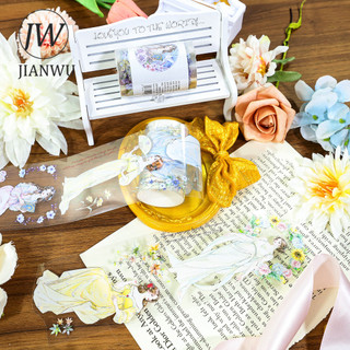 JIANWU 60mm * 200cm Vintage Cô Gái Hoa Nhân Vật Phong Cảnh Chất Liệu Cắt Băng Thêu Sò PET Sáng Tạo DIY Tạp Chí Văn Phòng Phẩm