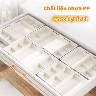 Khay Chia Ngăn Kéo Tủ Đựng Mỹ Phẩm Có Vách Ngăn, Khay Đựng Đũa Thìa Nhà Bếp Tùy Chỉnh Độ Rộng