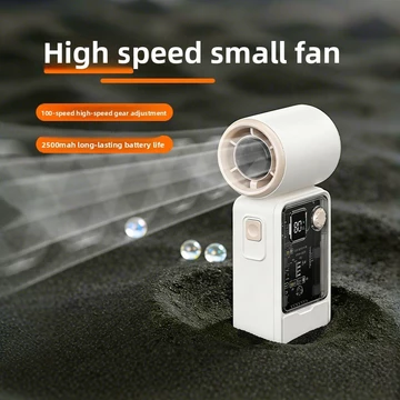 Quạt Turbo cầm tay mini cầm tay cầm tay 2500mAh Màn hình LED Quạt cầm tay tốc độ cao mini, Làm mát ngoài trời, Quạt để bàn, Quạt sạc