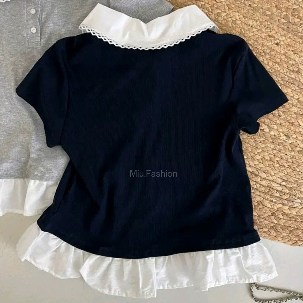 [NEW] Áo thun Polo cổ sen phối viền bèo trẻ trung, năng động, phong cách size 35-60kg  Thời Trang Nữ M152143