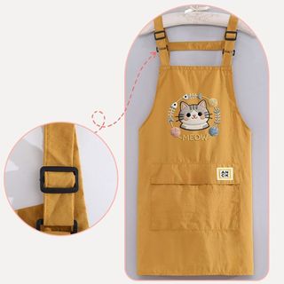 Tạp dề lông cừu ROLY, Tạp dề đầu bếp chống nước hoạt hình, Yếm nướng bánh không tay thoáng khí chống bẩn di động cho nhà bếp gia đình
