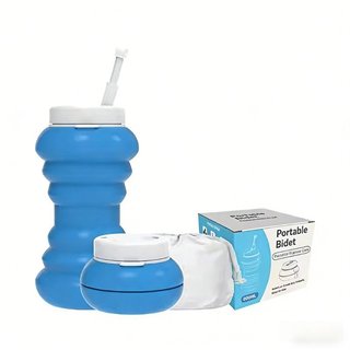Bình xịt vệ sinh gập gọn 600ml silicone cao cấp không rò rỉ dành cho phụ nữ trẻ du lịch móc treo