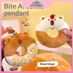 MYPANDA Dễ Thương Hình Donut Capybara Squea Sang Trọng Móc Khóa Capibara Đồ Chơi Sang Trọng Treo Túi Trang Trí Trang Trí Mặt Dây Chuyền Phụ Kiện Quà Tặng.