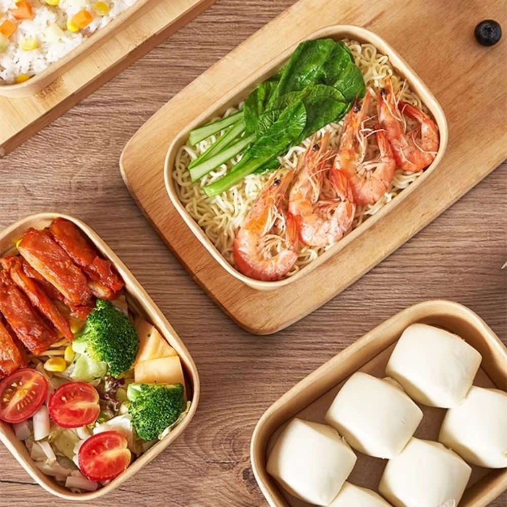 YICA Bộ 10 Hộp Cơm Trưa Giấy Kraft Vuông Có Nắp Chống Rò Rỉ, Dùng Một Lần, Đóng Gói Thực Phẩm Di Động Cho Gia Đình