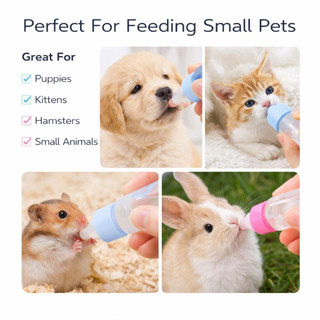 Bình sữa cho thú cưng 30ML Bình sữa silicon mềm có thể tái sử dụng cho chó con mèo Hamster