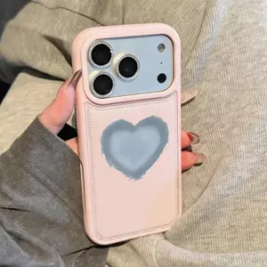 màu xanh nhạt nhũ trái tim 16 vỏ điện thoại iPhone17Air vỏ bánh mì 14/13/11 Pro