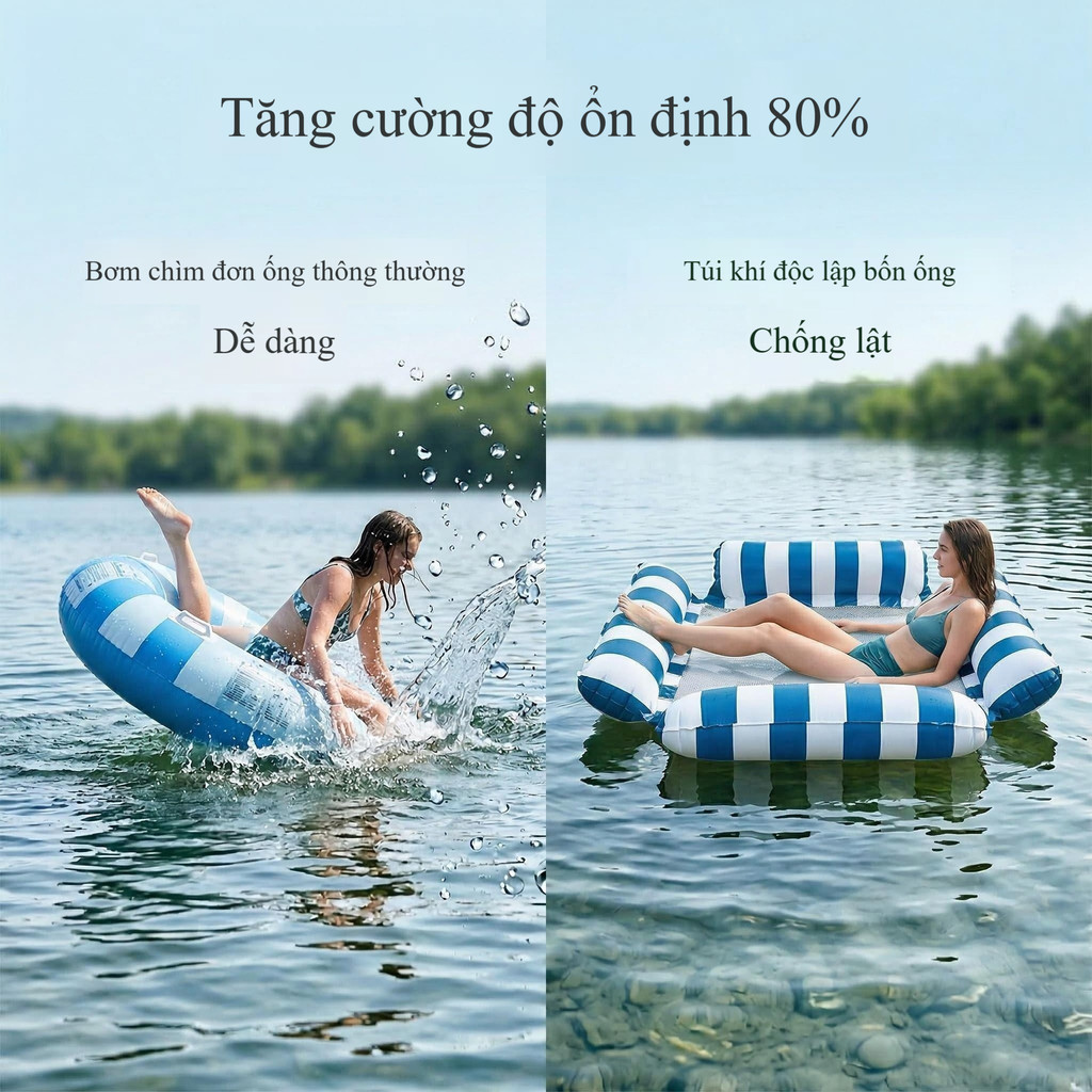 Phao bơi giải trí kèm theo bơm, Ghế bơi thư giãn, Giường nổi có võng giải trí,Giường nổi bơm hơi bể bơi