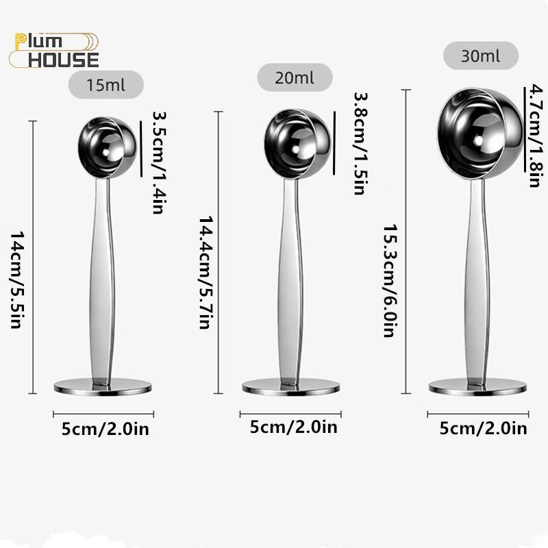 Muỗng Cà Phê Bằng Thép Không Gỉ 2 Trong 1 PlumHOUSE 15 / 20 / 30ml Tamping Thìa Cà Phê Đa Năng Kép Bột Búa Tamper Để Đo Và Tamping VN