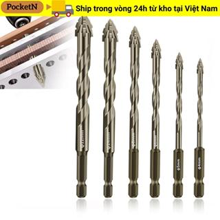 Bộ mũi khoan gạch bốn lớp, bê tông đầu xiên, răng cưa, độ cứng cao, POCKETN, 4/6 chiếc