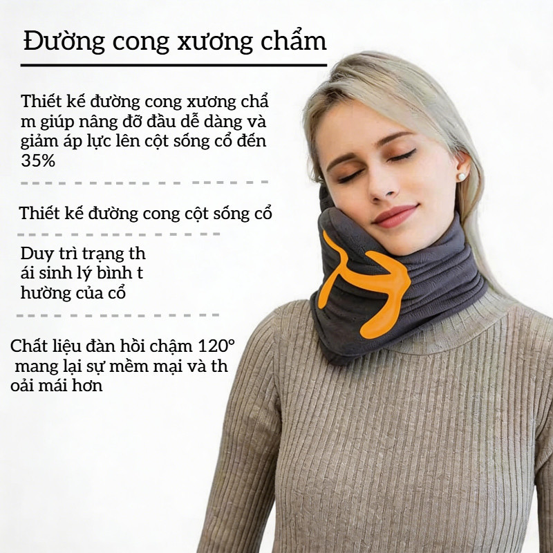 Gối Kê Cổ Công Thái Học - Hỗ Trợ Ngủ Nghiêng, Dùng Cho Du Lịch, Văn Phòng, Giảm Đau Mỏi Cổ Hiệu Quả