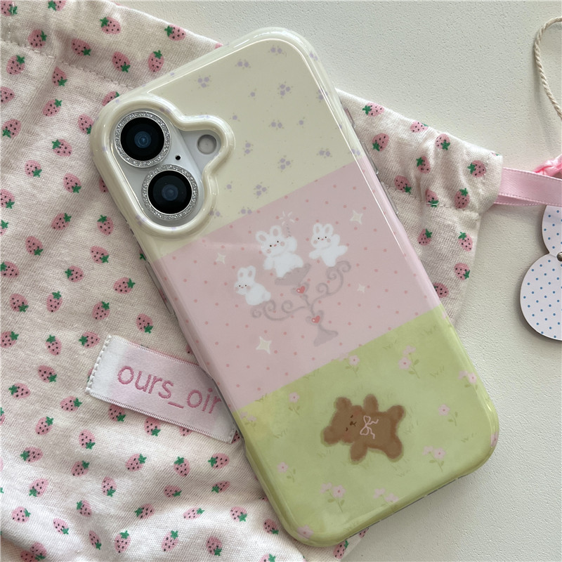IPhone 17 Pro max 16 Pro max Chắp vá Họa tiết gấu bãi cỏ TPU materia IMD quá trình in hai lớp Vỏ điện thoại