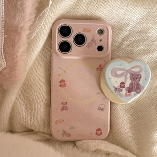 [Sheren] Ốp điện thoại hình gấu dễ thương màu hồng Thích hợp cho i17 16 15 14 13 12 11 pro max Vỏ bảo vệ chống sốc