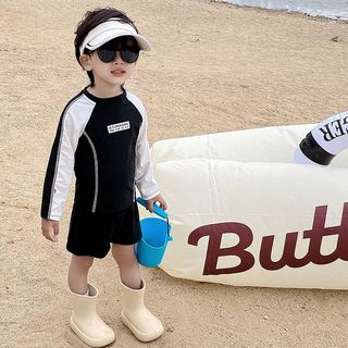 Đồ bơi bộ cho bé trai - áo dài tay + quần rời nhanh khô chống nắng phong cách Hàn Quốc đi biển