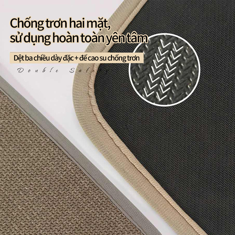 Thảm Bếp Vải Lanh Cao Cấp Bộ 2 Tấm - Thấm Nước Siêu Tốc, Chống Dầu & Trơn Trượt, Dễ Vệ Sinh, Decor Sàn Nhà