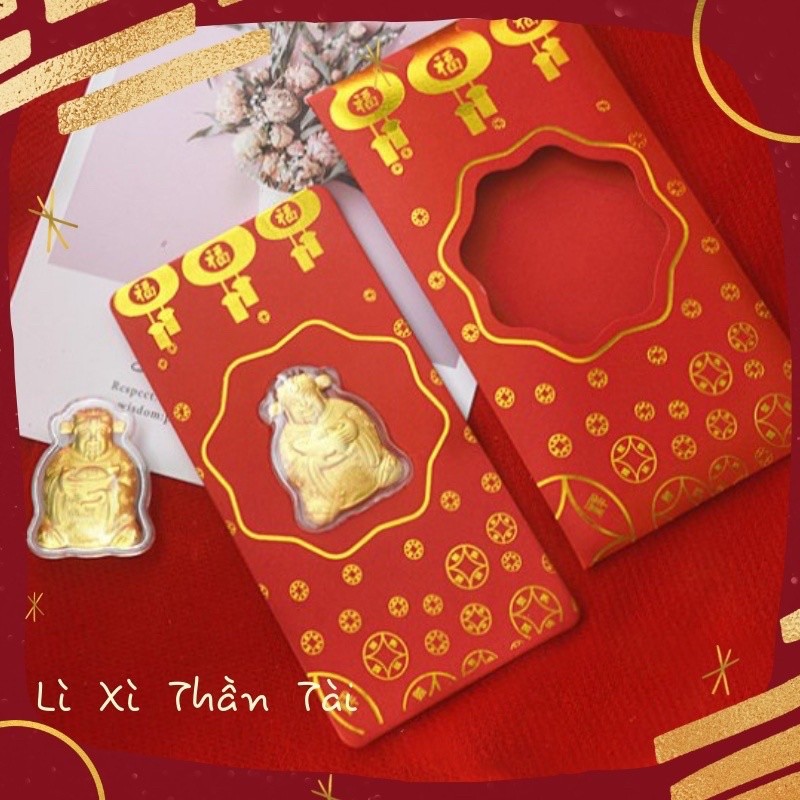 Lì Xì Thần Tài Mạ Vàng 24K May Mắn Rước Tài Lộc Quà Ý Nghĩa Tết