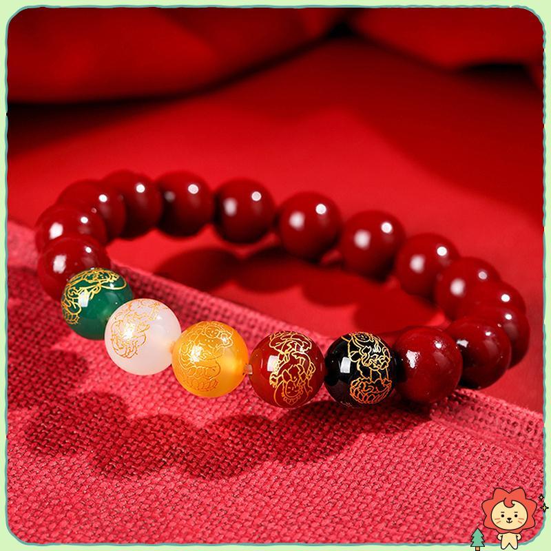 [Jielus] Cinnabar Pixiu Vòng tay Thiết kế cổ điển Hạt Lắc tay Quà tặng Nam Nữ Bùa hộ mệnh Trang sức tự nhiên Quà tặng quyến rũ Vòng tay chạm khắc