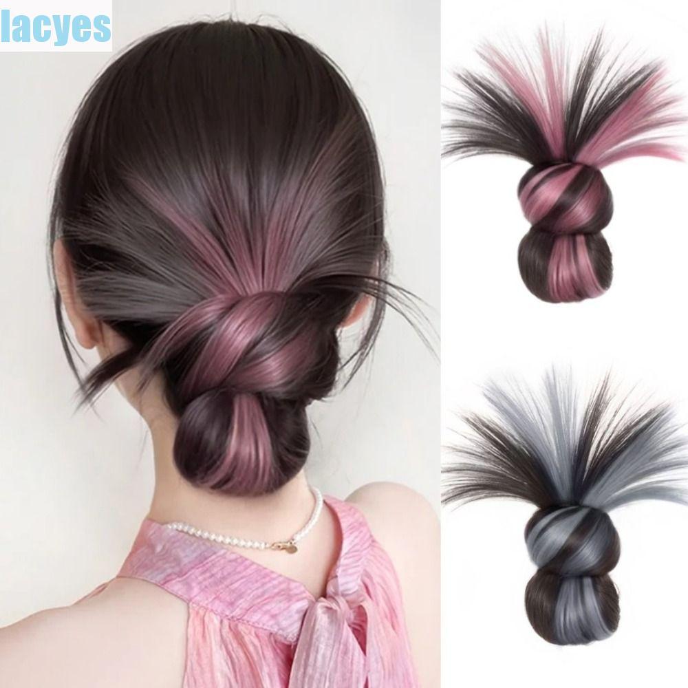 LACYES Flower Bun Head Tóc Giả, Highlight Claw Clip Messy Curly Chignon, Thời Trang Tự Nhiên Lông Tơ Tóc Giả Miếng Sử Dụng Hàng Ngày