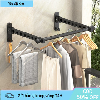 【COD】Giá treo tường có thể thu gọn, giúp phơi đồ và treo quần áo một cách gọn gàng mà không chiếm nhiều diện tích sàn.