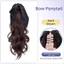 FUHUIOT Chấm Bi Bướm Nút Thắt Tóc Giả Đuôi Ngựa Tóc Giả, Tổng Hợp Hàn Quốc Dài Sóng Xoăn Đuôi Ngựa, Kẹp Móng Vuốt Chịu Nhiệt Tóc Lông Tơ Nối Dài Đuôi Ngựa Tóc Dự Tiệc