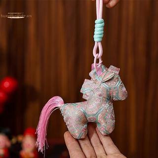 TRTR Ngựa Năm Thổ Cẩm Móc Xe Mặt Dây Chuyền Phòng Khách Trang Trí Túi Trang Trí VN