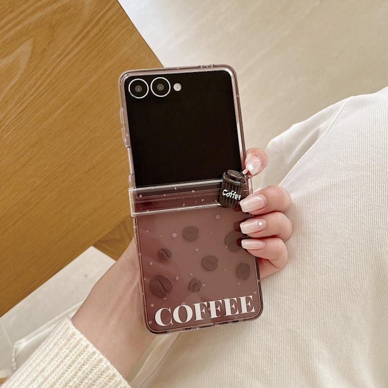 Ốp Điện Thoại Hạt Cà Phê 3D Thích Hợp Cho Samsung Galaxy ZFlip7 zflip6 Dây Gấp Vỏ Cứng Cho Z Flip 7 6 5 4 3 5G PuraX N3Flip MixFlip 2 Vỏ Bảo Vệ