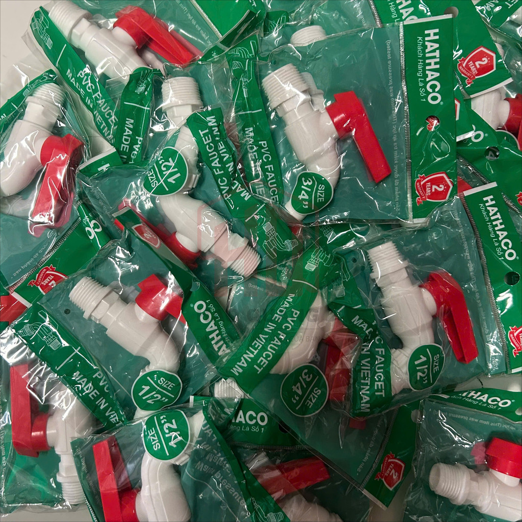5 Vòi Nước Nhựa PVC Tay Gạt Đỏ – Ren Ngoài – Gắn Ống Mềm – Vòi Bồn Nước, Thùng Phuy, Tưới Cây