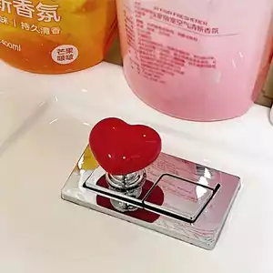 Bộ 1/5 Nút Nhấn Xả Nước Bồn Cầu Hình Trái Tim Tay Nắm Cửa Nút Dán Nhấn Xả Nước Toilet Dễ Thương Sáng Tạo