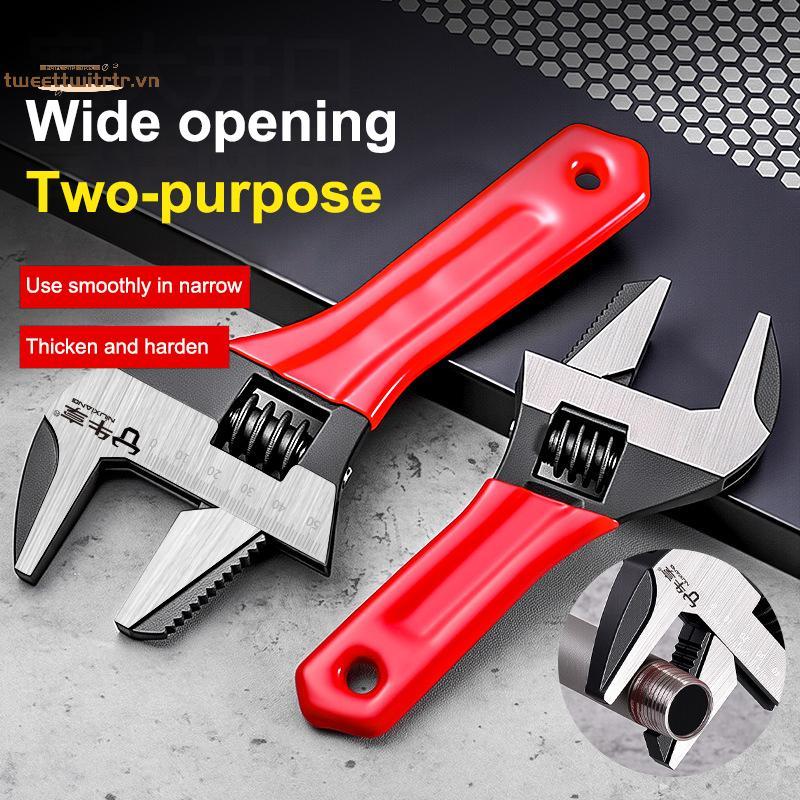 TRTR 1 Cái 6 / 8 "Tay cầm ngắn Cờ lê có thể điều chỉnh Cờ lê phòng tắm mở quá khổ Cờ lê bảng nhỏ Đường kính lớn Tay cầm ngắn có thể điều chỉnh VN