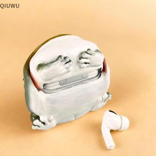 QIUWU Ugly Ếch Tai Nghe Dành Cho Airpod Dễ Thương Ngộ nghĩnh Nơ Hồng Ếch Handmade Tai Nghe Bảo Vệ Thiết Kế Sáng Tạo Quà Tặng Cho Bạn Bè