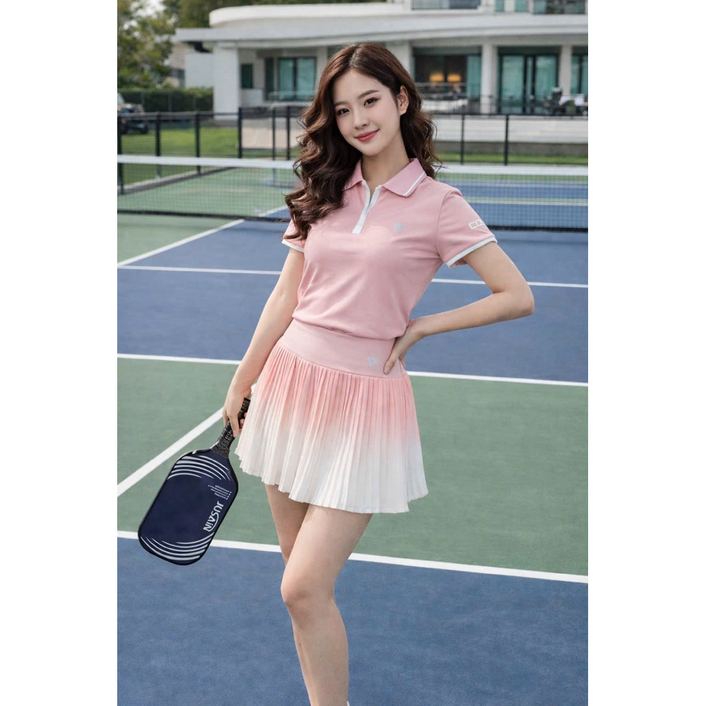 [Đồ tập pickleball nữ] Sét váy xếp ly tập tennis, pickleball,cầu lông, golf chất mềm mịn thoáng mát thoải mái vận động