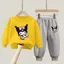 Bộ áo Hoodie và quần chạy bộ nhẹ Kuromi Kids Thiết kế hoạt hình Trang phục thường ngày cho bé gái đi học