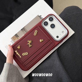 Thời Trang Làm Giàu Đồng Xu Vàng 3D Ngựa Khe Cắm Thẻ Đỏ Túi Da PU Ốp Điện Thoại Cho iPhone 17Promax 17Pro 14 15 16 Pro Max 13 Vỏ Di Động Nữ Chống Sốc