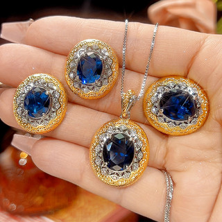 Trang sức đá mạ vàng màu xanh, thiết kế châu Âu và Mỹ, phù hợp cho nữ - Kích thước 10x12 mm