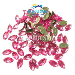 72 Viên Đá Kết Nhựa Lá Me 9x18mm Đính Kết Trang Phục Thời Trang, Làm Phụ Kiện Handmade