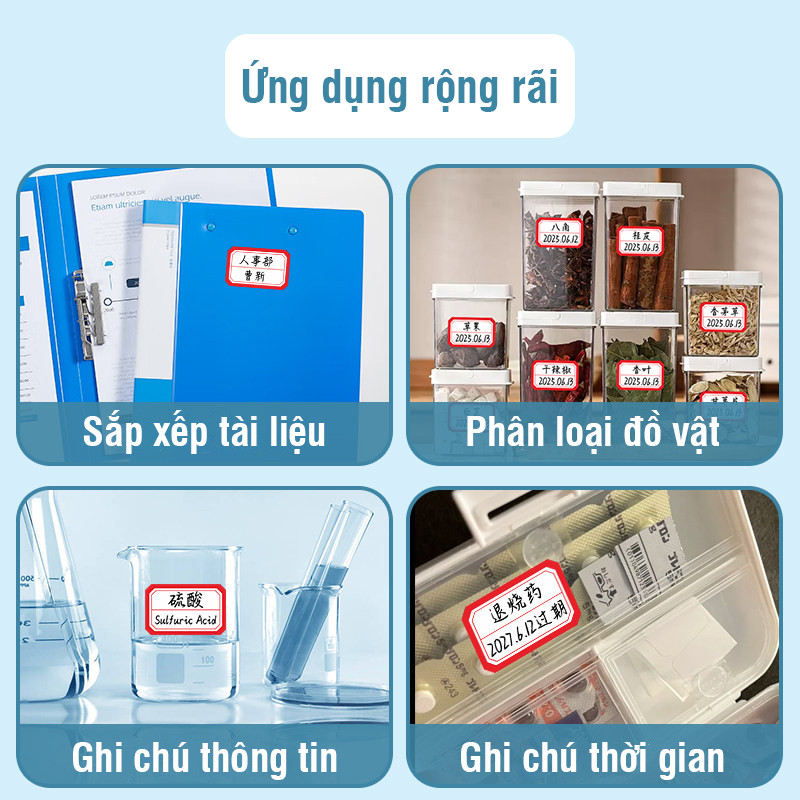 Nhãn dán ghi chú văn phòng - Set 50 tem dán chất lượng cao, hỗ trợ đánh dấu chính xác và ghi giá rõ ràng