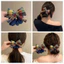 Cầu Vồng Kẻ Sọc Nơ Scrunchie Bun Dây Buộc Tóc Đuôi Ngựa Thấp Tóc Dây Phụ Kiện Tóc Cho Nữ