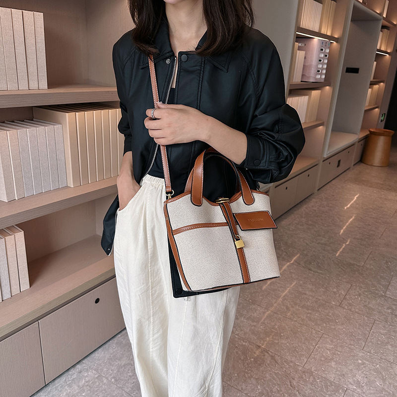 ANCO 2026 Túi xách nữ Một vai Canvas Bucket Bag để làm việc