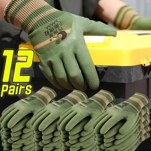 Găng tay làm vườn & sửa chữa ô tô - Polyester đàn hồi thoáng khí, thiết kế chống mài mòn và chống trượt | Kích thước 2/4/8/12 đôi
