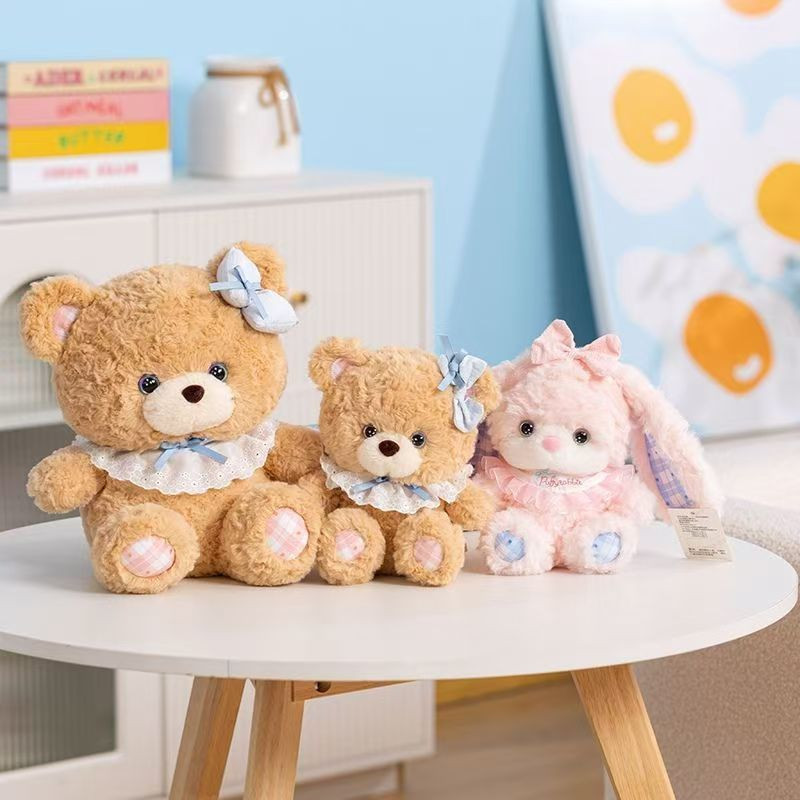 Bộ Đôi Gấu Bông Thỏ Tai Dài Gấu Bông Teddy Mắt Sao Dễ Thương Lông Mềm Quà Tặng Sinh Nhật Cho Bé Bobesu