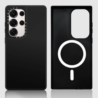 CASECASE X Matte Black & Sliver Mirror Vỏ hút từ tính Samsung Galaxy S26 S25 S24 S23 Ultra Plus Mặt sau cứng có hộp khắc logo