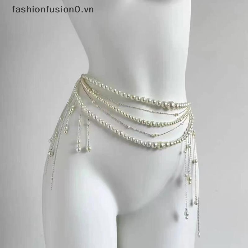 Dây đeo thắt lưng nữ hoa nhiều lớp, thiết kế cổ điển với hạt ngọc trai - Thời trang và sang trọng