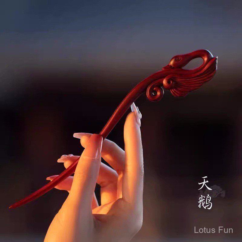 Kẹp tóc nữ từ lá gỗ đàn hương đỏ nhỏ, phong cách cổ điển và hiện đại của Trung Quốc