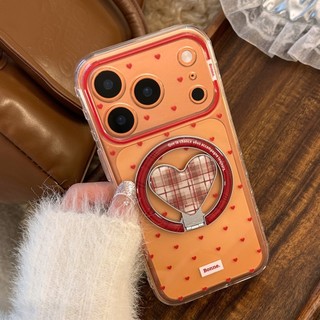 [Sheren] Vỏ điện thoại kiểm tra trái tim Burgundy Thích hợp cho i17 16 15 14 13 12 11 pro max Vỏ bảo vệ chống sốc