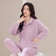 Shop Du Xiaozhai Cùng Phong Cách Bộ Đồ Ngủ Lông Cừu San Hô Thu Đông Flannel Dày Dây Kéo Loungewear Nữ Ngọt Ngào