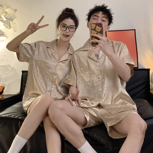 Cặp Đôi Bộ Đồ Ngủ Nữ Ice Silk Tay Ngắn 2025 Mùa Hè Nam Chính Hãng Lụa Plus Kích Thước Loungewear Phù Hợp Với