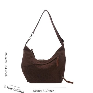 Túi đeo chéo NECKLACEMASK, Hobo in họa tiết da báo dung tích lớn, Tote nhẹ nhiều túi cho nữ