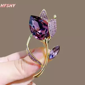 Vintage Thổ Cẩm Hoa Tulip Tím Pha Lê - Quần Áo Thanh Lịch Cho Nữ, Phù Hợp Dự Tiệc và Làm Quà Tặng