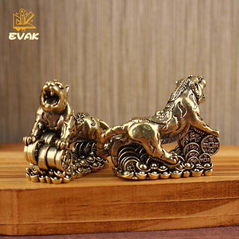 Tượng hổ bằng đồng Alittlesetrtu - Thủ công kim loại cung hoàng đạo Trung Quốc để trang trí gia đình & bàn VN