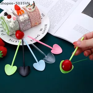 {AKIN} 100 Chiếc Thìa Dùng Một Lần Hình Trái Tim - Thìa Tráng Miệng Tay Cầm Dài Nhiều Màu Sắc Cho Kem, Bánh Ngọt, Bánh Trung Thu | Bữa tiệc dễ thương {a}