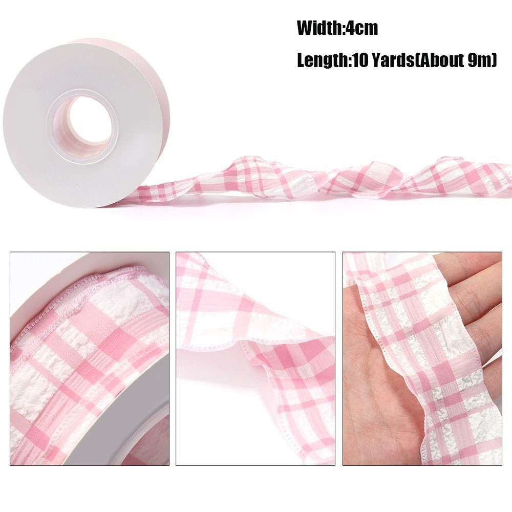 Ruy Băng Kẻ Sọc SMILE, Bó Hoa Gói 10 Sân Cuộn Ruy Băng Satin, Sáng Tạo Có Thể Tái Sử Dụng Chiều Rộng 4CM Dễ Dàng Cắt Ruy Băng Kẻ Sọc Bao Bì Bó Hoa